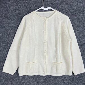 VTG 1950’S Angelon By Darlene White Cardigan Button Sweater Small/XS